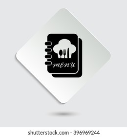 Menu book - black vector icon  on a paper button