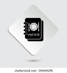 Menu book - black vector icon  on a paper button