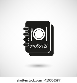 Menu book - black vector icon  with shadow