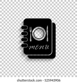 Menu book - black vector  icon with shadow