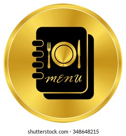 Menu book - gold vector icon