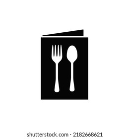 Menu Book icon in black flat glyph, filled style isolated on white background