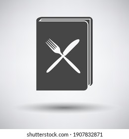 Menu Book Icon. Dark Gray on Gray Background With Round Shadow. Vector Illustration.