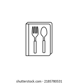 Icono de libro de menú en el icono de estilo de línea, aislado en fondo blanco