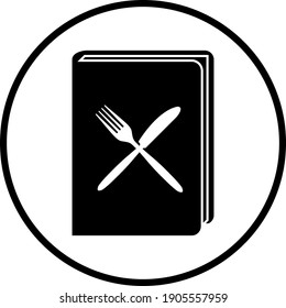 Menu Book Icon. Thin Circle Stencil Design. Vector Illustration.