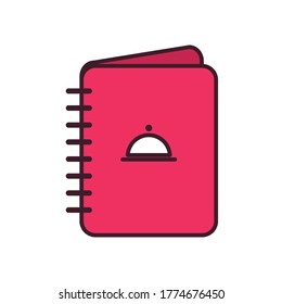 línea de libro de menús y diseño de iconos de relleno, comida y tema de restaurante Ilustración vectorial