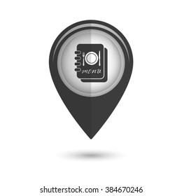 Menu book - vector icon;  black map pointer