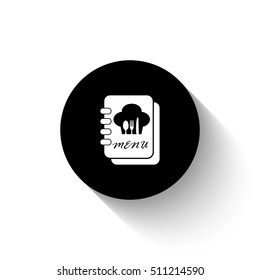Menu book - white vector  icon with shadow