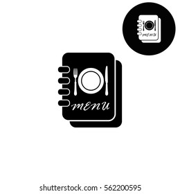 Menu book  - white vector icon