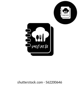 Menu book  - white vector icon