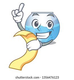 With menu bowl aquarium in the character shape