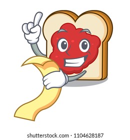 With menu bread with jam mascot cartoon