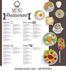 menu breakfast food restaurant template design hand drawing graphic 