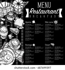menu breakfast food restaurant template design hand drawing graphic 