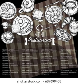 menu breakfast food restaurant template design hand drawing graphic 
