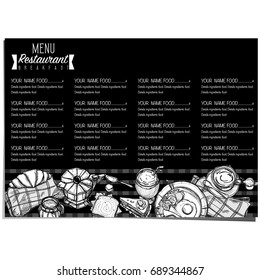 menu breakfast food restaurant template design hand drawing graphic 