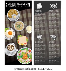 menu breakfast food restaurant template design hand drawing graphic