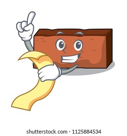 With menu brick mascot cartoon style