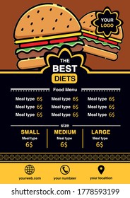 Folleto de menú Estático para restaurantes