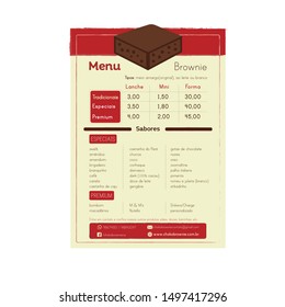 Menu Brownie Coffee chocolate vector 