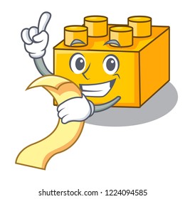 With menu building Blocks toys Isolated on cartoon
