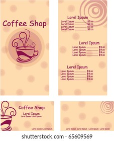 menu and business card design for coffee shop