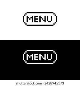 menu button 8 bit text menu Pixel art 8-bit for game 