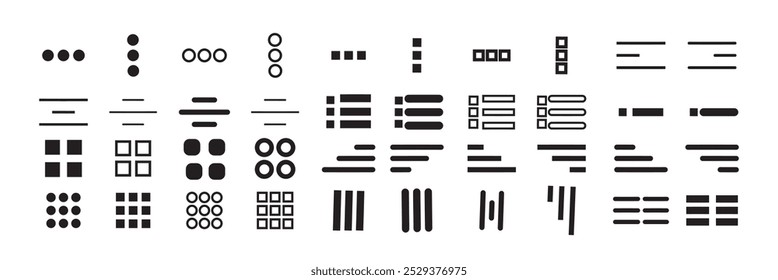 Menu button icon set symbol. Hamburger Menu Flat Icons. Menu Icons Vector Set of UI Design Elements. Hamburger or burger line app menu for home or drop list eps 10