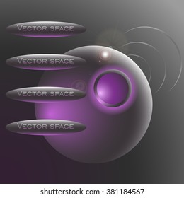 Menu button site space theme gray pink design illustration space planet