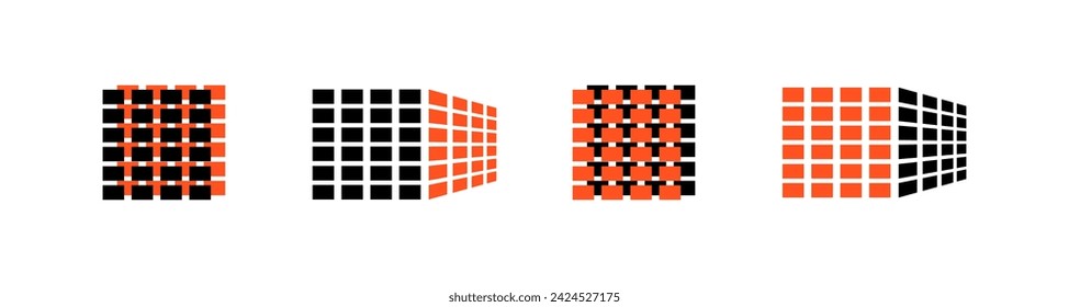 Menu buttons icons. Brick wall. Flat style. Vector icons