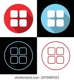 Menu buttons icons. Flat, color, menu button icons, menu button set. Vector icons. isolated on white and black background. EPS 10