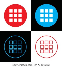 Menu buttons icons. Flat, color, menu button icons, menu button set. Vector icons. isolated on white and black background. EPS 10