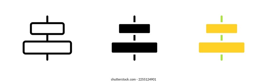 Menu buttons set icon. Tiles, slider, settings, centering, alignment, application, control panel, check list, app, align. Vector icon in line, black and colorful style on white background