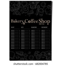 menu cafe coffee bakery restaurant template design hand drawing graphic