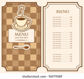 menu for cafe with cup of coffee