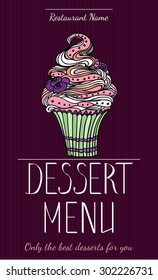 The menu for the cafe or restaurant with cute pies, hand-drawn in the sketch. Vector illustration.