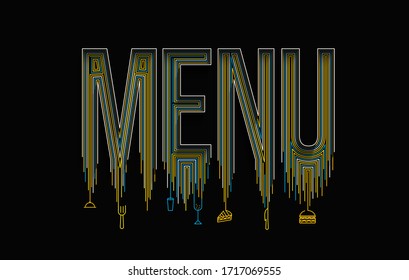 Menu Calligraphic line art Text banner poster vector illustration Design.