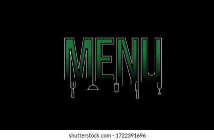 Menu Calligraphic line art Text banner poster vector illustration Design.
