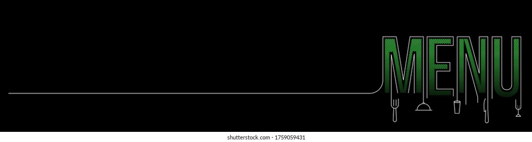 Menu Calligraphic line art Text banner poster vector illustration Design.