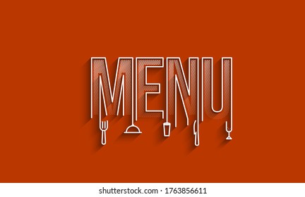 Menu Calligraphic line art Text banner poster vector illustration Design.