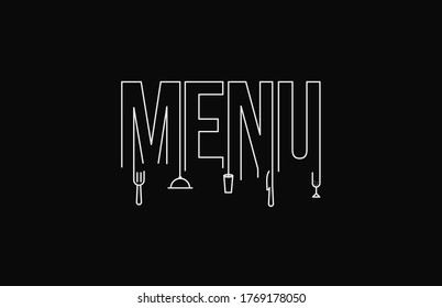 Menu Calligraphic line art Text banner poster vector illustration Design.