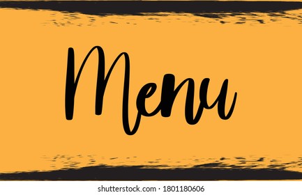 Menu Calligraphy Handwritten Black Color Text On Yellow Background