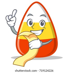 With menu candy corn character cartoon