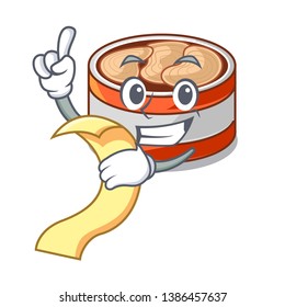 With menu canned tuna in the cartoon shape