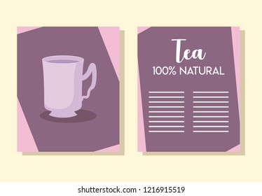 menu card with cuptea isolated icon