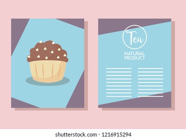 menu card with delicious cupcake
