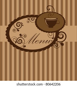 menu card with design element and cup of coffee