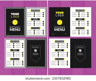Diseño de la tarjeta de menú, menú del restaurante, carta de menú, 