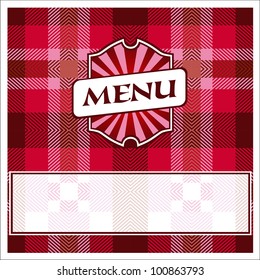 Menu Card Design template red cells tablecloth