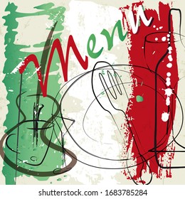 menu card design template for restaurant, with strokes and splashes, grungy, italian food